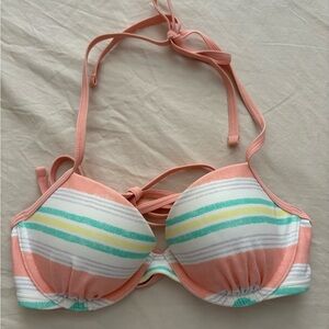 Aerie Women's Striped Bikini Top 34A Multicolor Underwire Swimwear